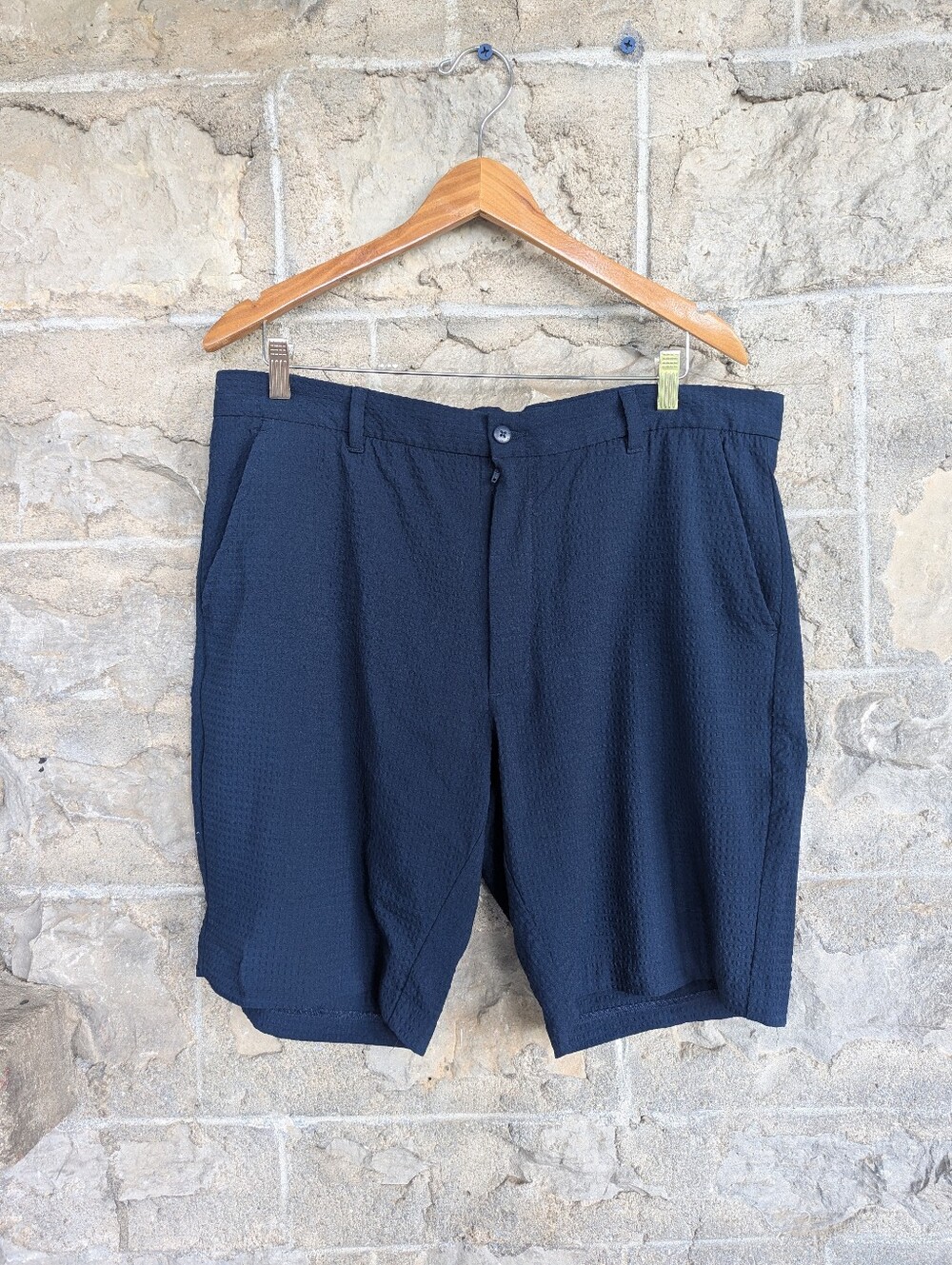 FootJoy Golf Shorts Seersucker Lightweight Breathable Navy Blue Mens W38